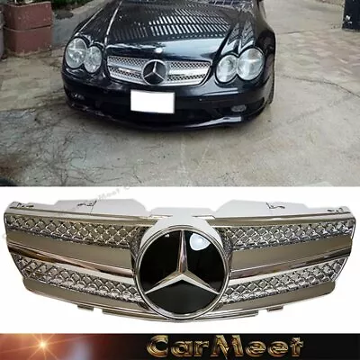 For BENZ 02-06 R230 SL-Convertible Tune Front Cover Grille Chrome BD Black Color • $199.77