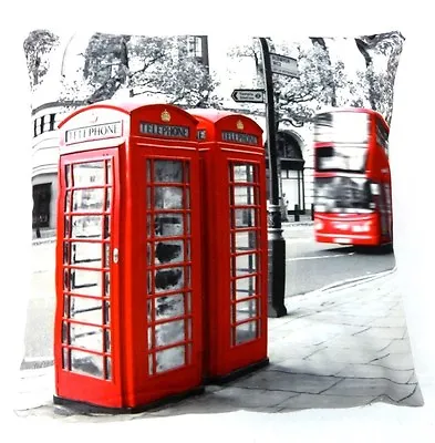 Red Phone Boxes Red Bus Printed Cushion Cover London Novelty • £2.99