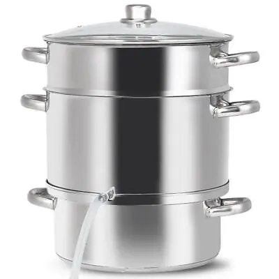Bunpeony Steamer Pot 3-Tier+11 Qt+ Stainless Steel Handle+Tempered Glass Lid • $113.98