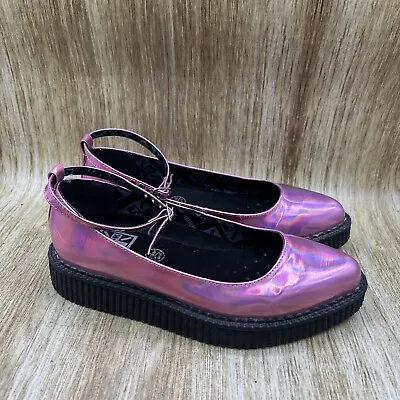 TUK Shoes Ballet Creeper Shimmer Women's 8 Reflective Pink Leather Slip On • $49