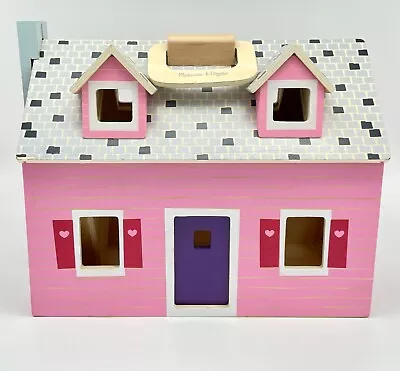 Melissa & Doug Fold & Go Wooden Pink Dollhouse W/Furniture & People Complete EUC • $32.99