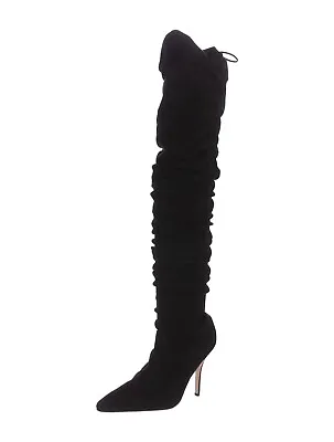 New Manolo Blahnik Gipsy Over The Knee Black Suede Ruched Boot 37EU/7US $1695.00 • $139