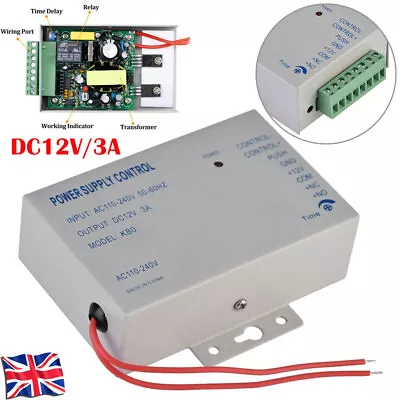 DC12V/3A Power Supply Unit AC110~240V For Door Access Control Intercom System UK • £13.99