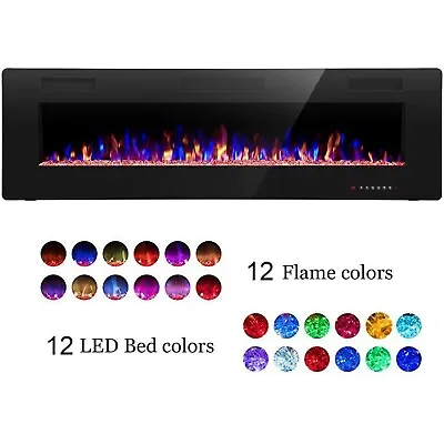 60   Electric Fireplace W/ RemoteRecessed & Wall Mounted Standing Space Heater • $222.99