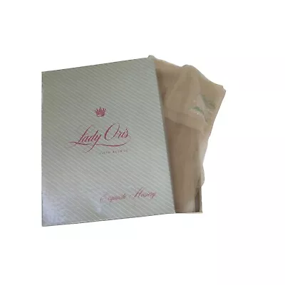 VTG NOS LADY ORIS 100% Nylon CHAMPAGNE Sandalfoot Ultra Sheer Stockings Sz 9 • $63.53