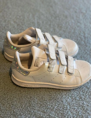 $20 • Buy Adidas Stan Smith Kids Boys Girls US2 White Metallic