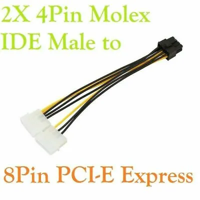 £2.99 • Buy 4 Pin Dual Molex To 8 Pin PCI-E Express Converter Adapter Power Cable Video Card
