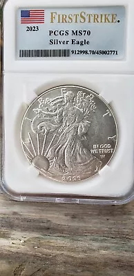 2023 American Silver Eagle Graded MS-70 PCGS  With Flag Label • $51.95
