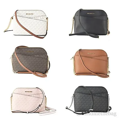 $105 • Buy Michael Kors Jet Set Travel Medium Leather X Cross Dome Bag Crossbody Handbag