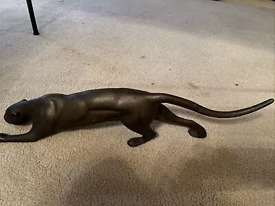 Vintage Mid-Century Bronze Statue Black Panther Stalking 28 Inch E-1 • $50