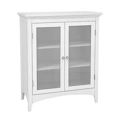 Bathroom Floor Storage Cabinet Glass Doors White • $119.99