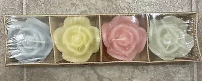 Vintage 80's Scented Floating Candle Set 4 Pastel Colors Roses Cottagecore • $12.74