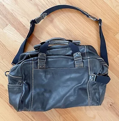 Marc New York By Andrew Marc Large Black Leather Weekender Duffel Bag • $175