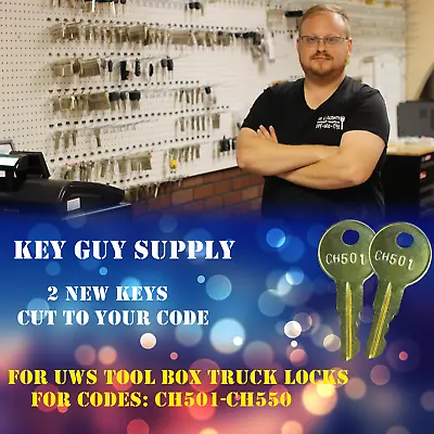 $9.90 • Buy CH501-CH550. 2 Replacement Keys For UWS Tool Box Truck Locks. Cut To Your Code. 