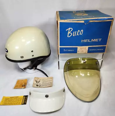 Vintage Buco Guardian Half Motorcycle Helmet Pearl 6 3/4 7 1/2 1659 Bubble Visor • $1499