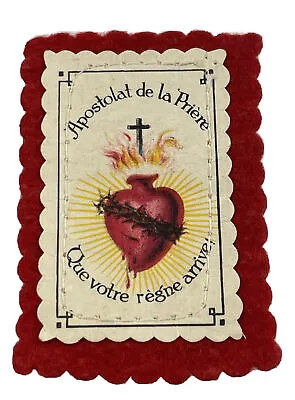 Vintage Catholic Apostleship Of Prayer Red Scapular • $8.99