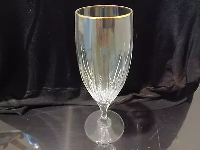 8 8&1/2  Mikasa Crystal Golden Lights Water Goblets Gold Rim • $160