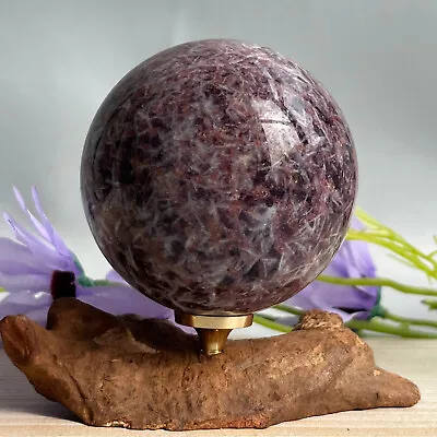 338G Natural Plum Blossom Tourmaline Unicorn Mica Symbiotic Crystal Ball+Stand • $0.01