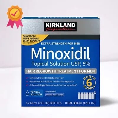 Kirkland Minoxidil 5% Extra Strength Men Hair Growth Solution - 6 Month Supply • $28.95