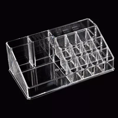 Acrylic Makeup Cosmetic Box Case Compartments Storage Holder Jewellery Bedroom • £4.90