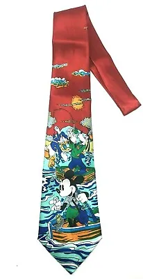 Disney Mickey Mouse Donald Duck Goofy Neck Tie Suit Fun Gone Fishing Dress Tie • $19.99