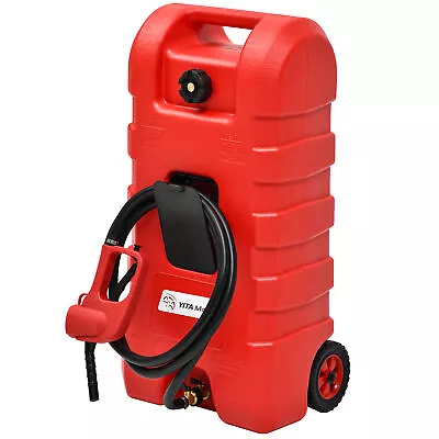 Fuel Caddy Portable Fuel Storage Tank 15 Gallons On-Wheels With Pump & Hose Red • $103.61