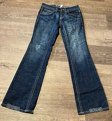 QS By S. Oliver Straight Leg Jeans Women's 28 Blue Low Rise Flap Back Pockets • $13.41