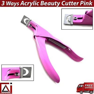 Acrylic Beauty Cutter Nail Tip Clippers Pink NEW 3 Ways Nail Clippers Cutters CE • £4.95