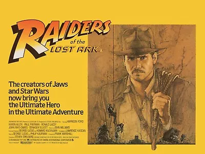 RAIDERS OF THE LOST ARK 1981 UK Quad Poster Print 30x40  Style B Harrison Ford • £24.99