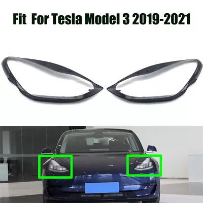 Headlight Headlamp Clear Lens Cover Pair Fit For Tesla Model 3 2019-2021 • $202.64