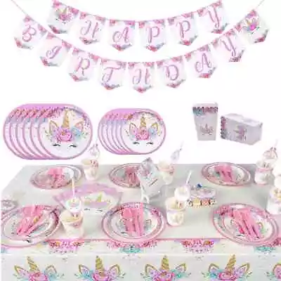 Unicorn Birthday Party Supplies Girls Children Tableware Decorations Balloons UK • £4.14