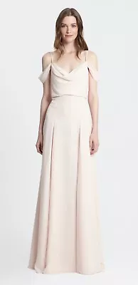Monique Lhuillier  Blush Chiffon And Lace Off The Shoulder Cowl Bodice Gown NWT  • $150