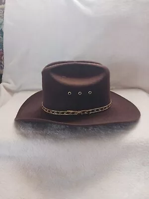 Western  Express Brown  Felt Cowboy Hat For Kids One Size  Brown Gold Band New • $28