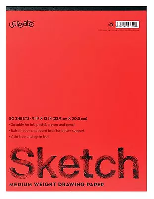 U-Create Sketch Pad 9  X 12  Med. Weight Paper 50 Sheets Acid & Lignin Free • $10.99