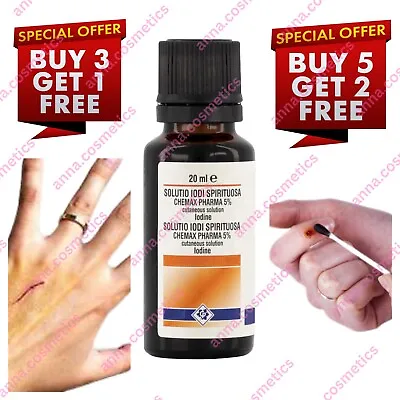 Iodine Tincture 5% Solution Antiseptic Skin Wounds Cuts Abrasions First Aid 20ml • £29.94