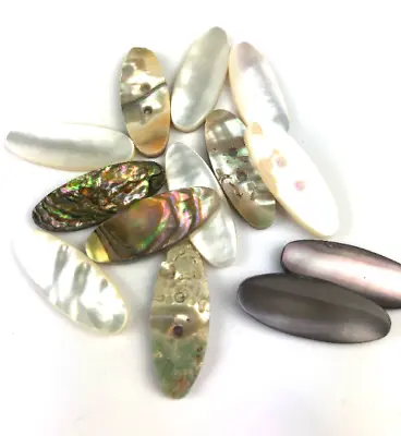 Mother Of Pearl 6 Pack  23.5mm X 9mm Oval Cabochons Half Drilled Vintage  • £3.75