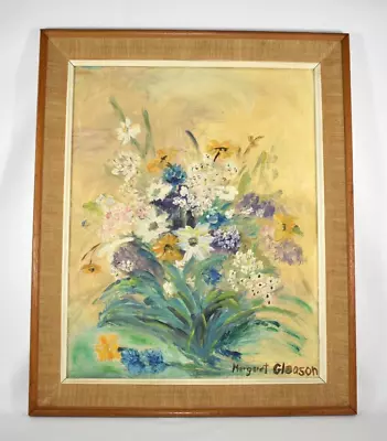 Vtg Mid Century MCM Summer Floral Still Life Framed Original Oil Painting 19x23 • $49.99