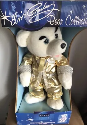 Vintage Elvis 17” Teddy Bear PLUSH Iconic Gold Lame Costume-Spencer's Gift- NIB • $29.77