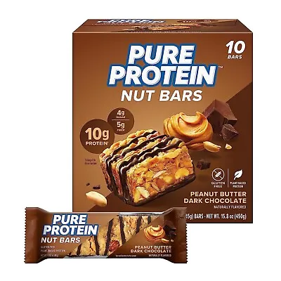 Pure Protein Nut Bars Peanut Butter Dark Chocolate 10g Protein Gluten Free L • $17.99