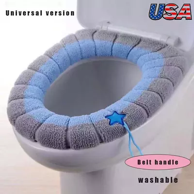 Toilet Seat Pad Soft Thicker Warmer Stretchable Washable Cushion Mat Bathroom • $4.43