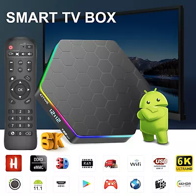 NEW Android Smart TV BOX 2.4/5G WiFi 6K HD Media Player Quad Core 2023 128GB AU • $47.99
