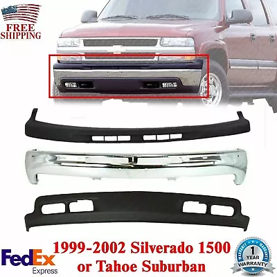 Front Bumper Chrome Steel Kit For 1999-2002 Silverado 1500/Tahoe Suburban • $404.22