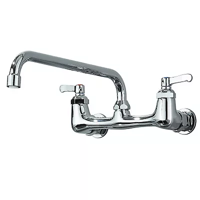 Commercial Kitchen Sink Faucet 8 10 12 14  Swivel Spout Dual Lever Handle Chrome • $43.99