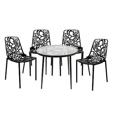 LeisureMod Devon 5-Piece Aluminum Patio Dining Set With Table And 4 Chairs • $2867