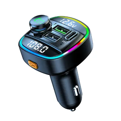 Car Radio Bluetooth 5.0 FM Transmitter Adapter MP3 2 USB PD Charger Hands-Free • $14.36