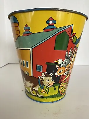 Vintage T. Cohn Tin Litho Sand Pail Down On The Farm • $19.95