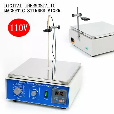 Magnetic Stirrer Digital Display Thermostatic Lab Mixer 10L W/ Hot Plate CJ-882A • $176