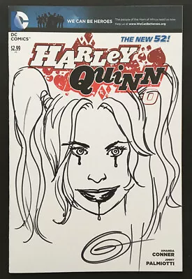 DC Harley Quinn 2014 #0 Greg Horn Sketch Signed VF/NM Unread Bagged & Boarded • $900