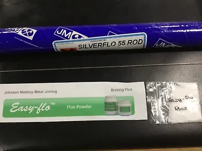 SILVER SOLDER KIT 1 SILVERFLO 55 1.5MM Dia ROD X 200MM & EASY FLO FLUX  Apprx 5g • £10.50