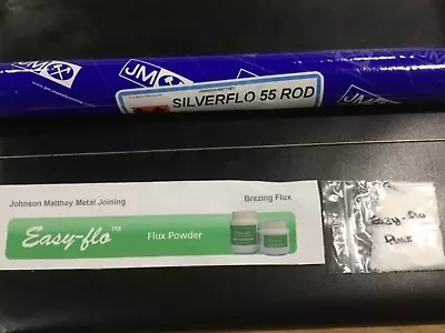 SILVERFLO 55 SOLDER & EASYFLO FLUX KIT 1.5MM Dia ROD X 200MM & FLUX (approx 5g) • £10.50